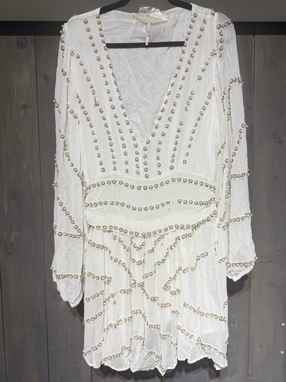 Free People x Pirate Booty Embellished Mini Dress – White/Ivory - Flaws